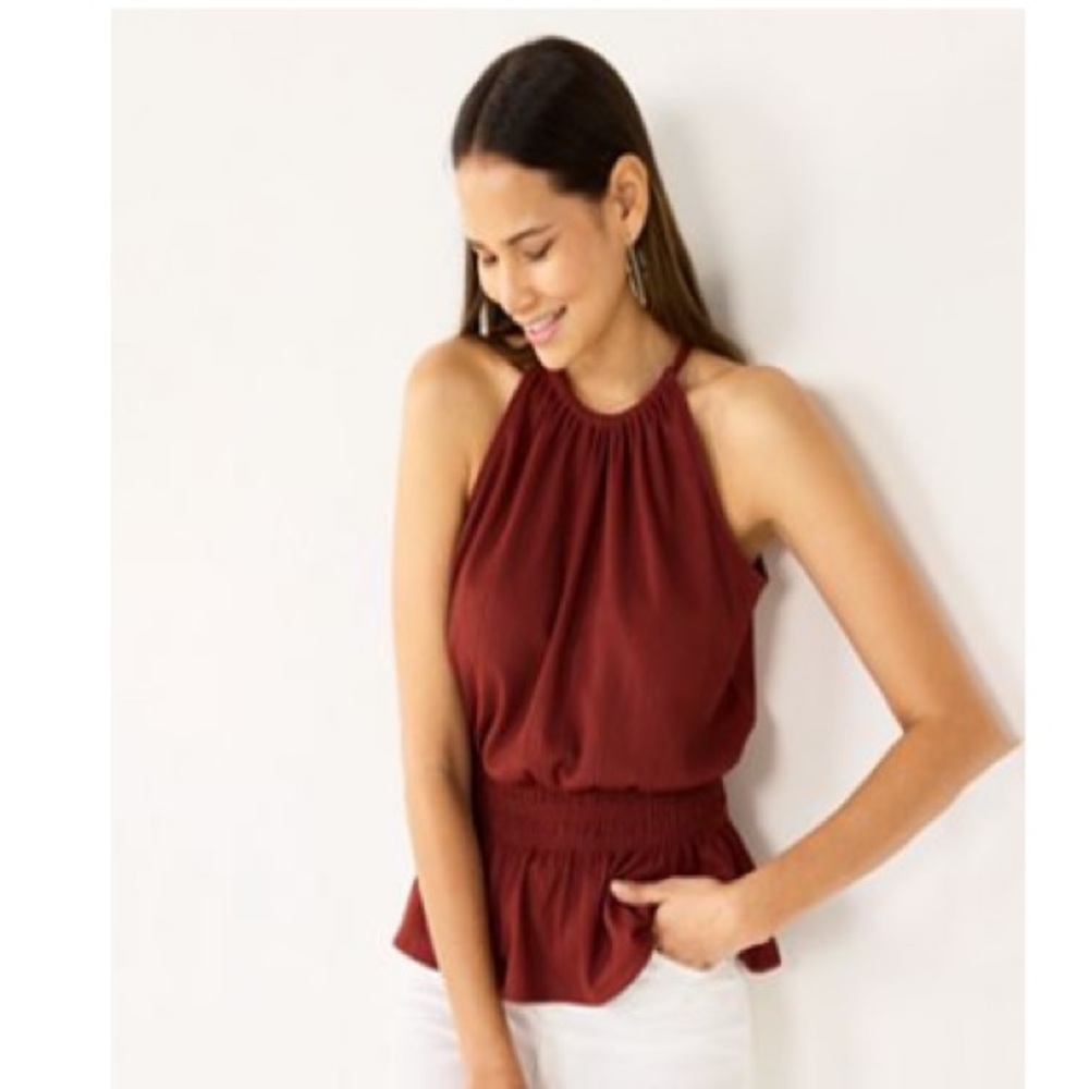 Nine West Halter Neck Peplum Top